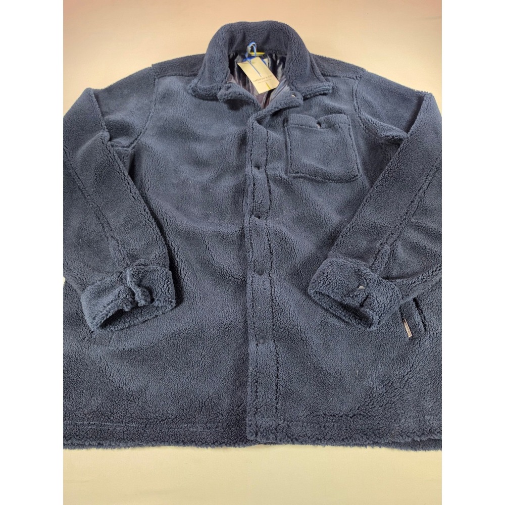 Larsson & Co Mens Navy Blue Borg Fleece Jacket XL Sherpa Snap Front SP800LCGHM